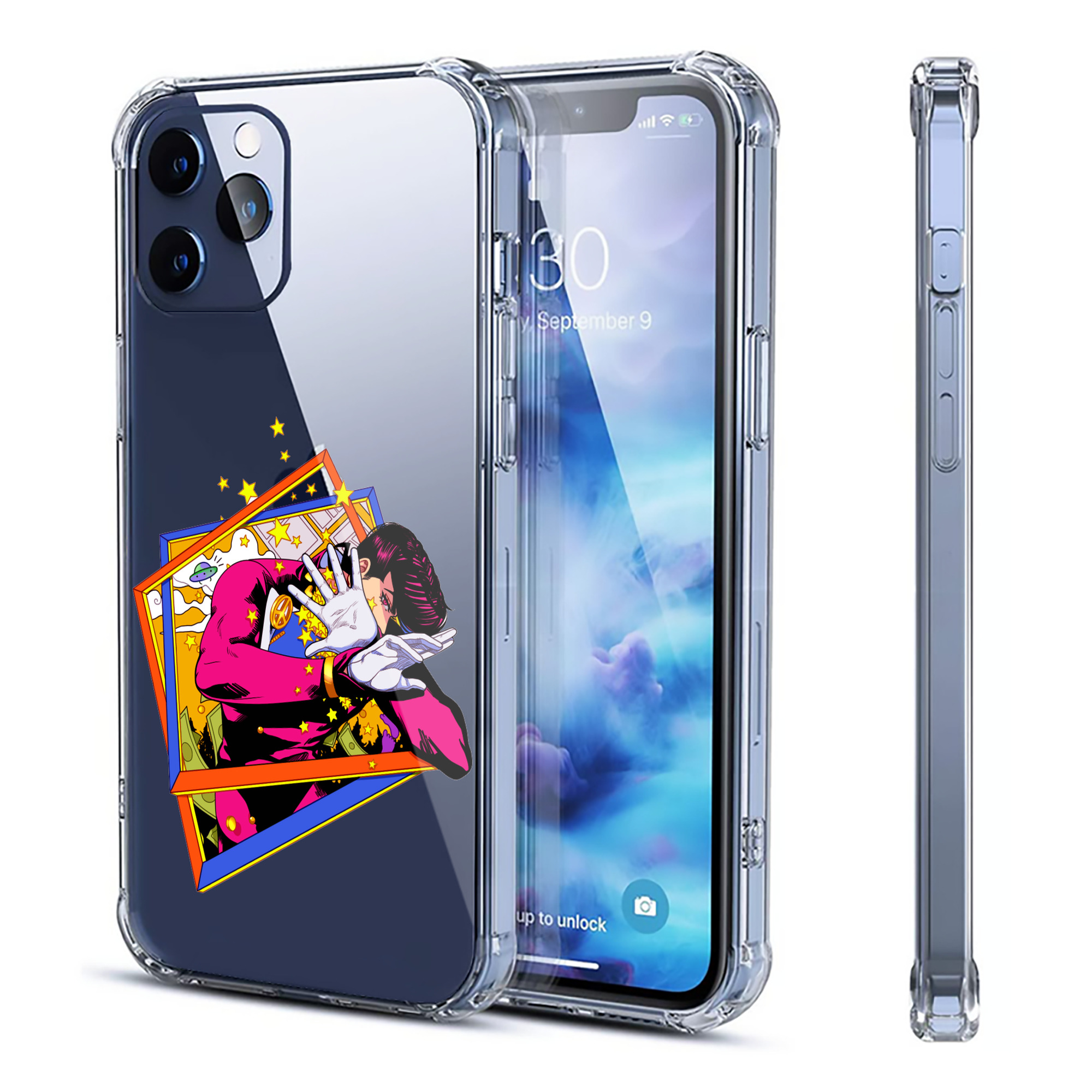 （画像用） ジョジョの奇妙な冒険 ひがしかた じょうすけ JoJo's Bizarre Adventure Higashikata Josuke 【iPhone 12シリーズ対応】透明スマホケース（クリアソフトケース）